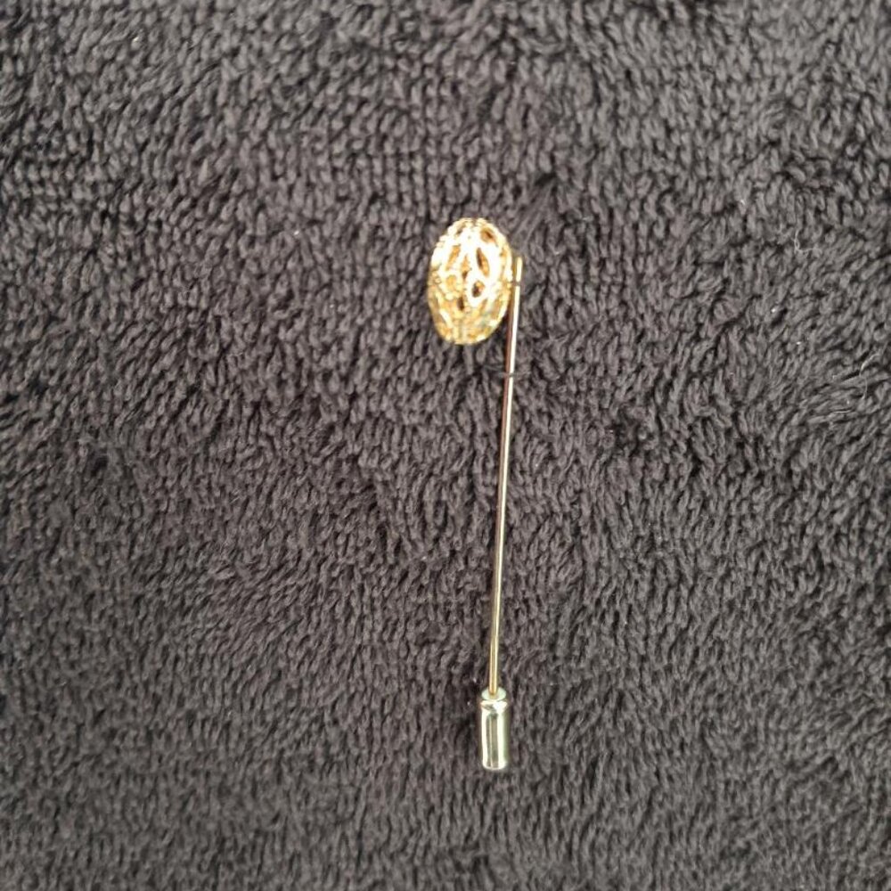 Vintage Faberge Egg Stick Pin Gold Tone - Unisex